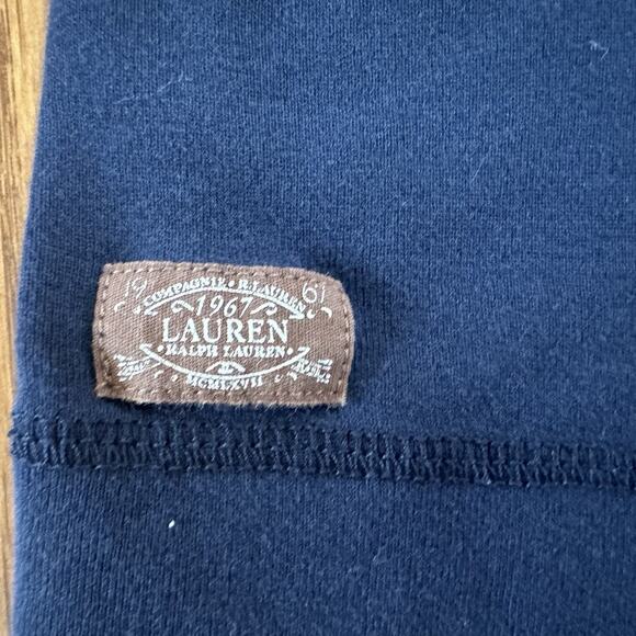 LRL Ralph Lauren Equestrian Women's Medium Shirt Long Sleeve Top Navy‎ Suede 3X - Picture 5 of 9